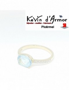 Bague Aigue marine diamants de synthèse