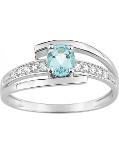 Bague Aigue-Marine oxydes de zirconium