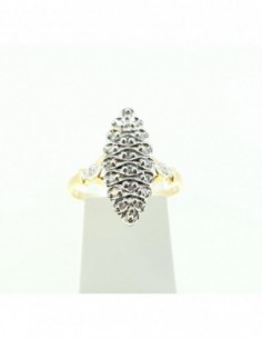 Bague marquise diamants, or jaune et or blanc 2