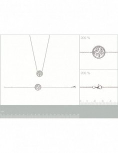 Collier argent rhodié, motif empierré arbre de vie