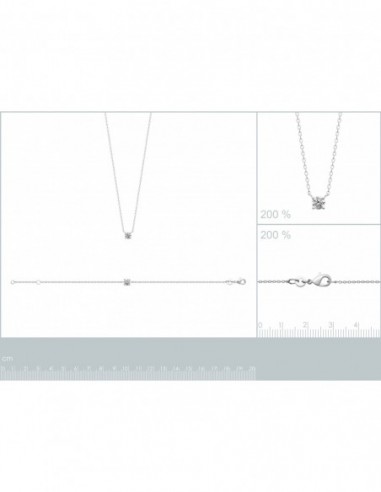 Collier argent rhodié, oxyde de zirconium
