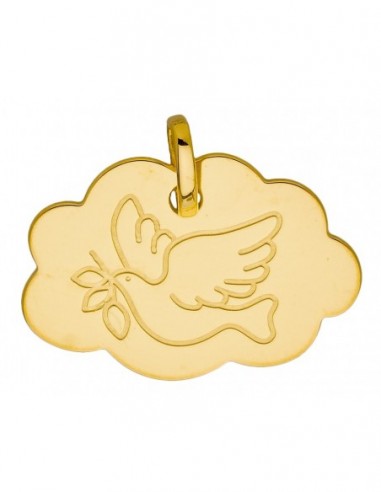Médaille nuage motif gravé colombe