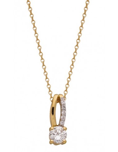 Collier or jaune pendentif  serti d'oxydes de zirconium