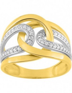 Bague bicolore or jaune et blanc pierres blanches