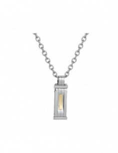 Collier homme acier, pendentif motif or (0.06gr)