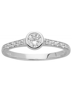 Bague or blanc oxydes de zirconium