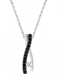 Collier argent rhodié oxydes de zirconium noirs et blancs