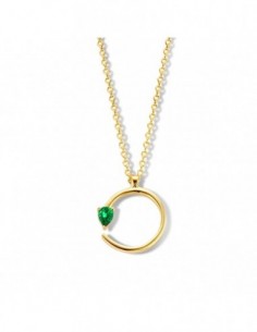 Collier argent doré jaune pierre verte